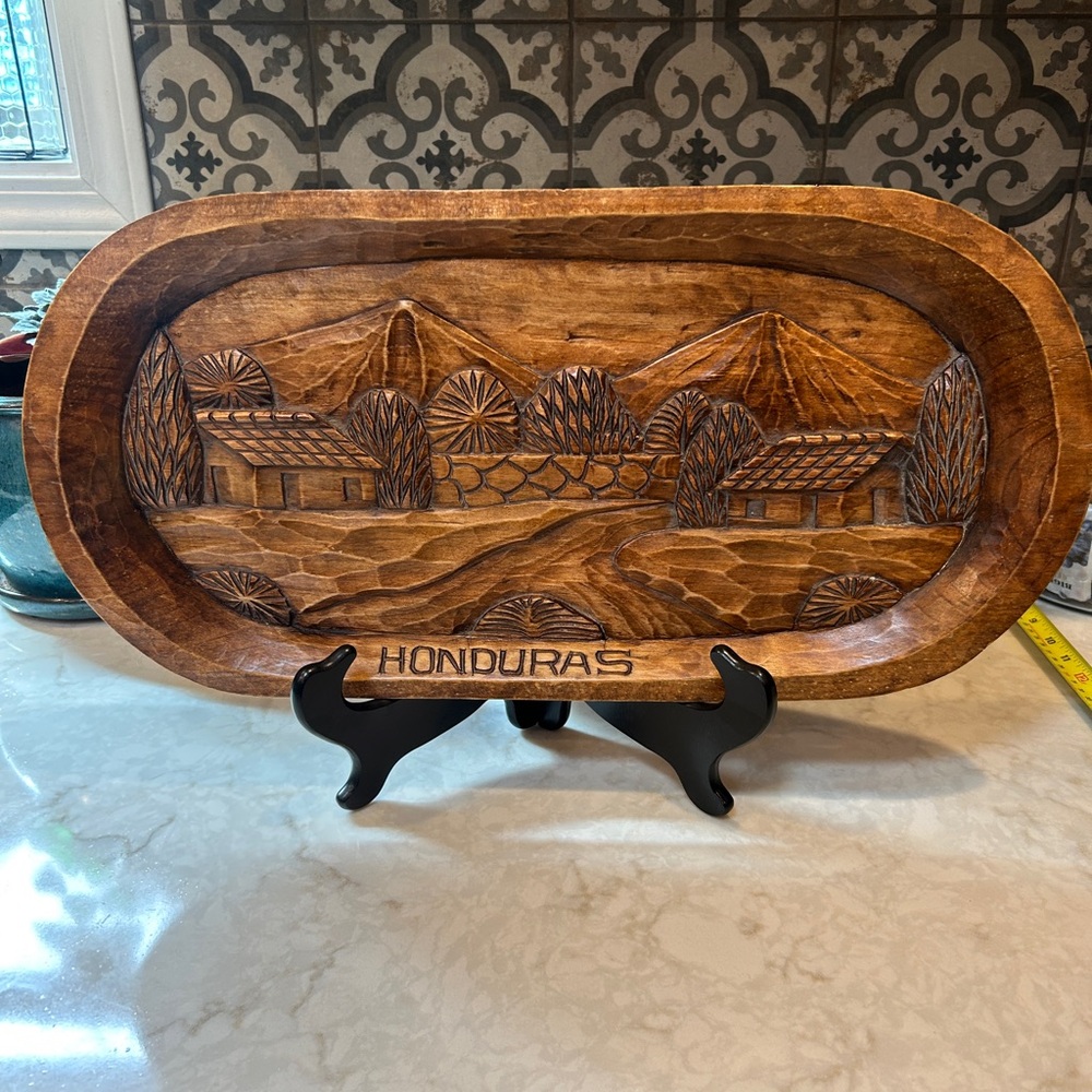 VINTAGE- Beautiful Handcrafted Honduras Wooden Tray- Wall Decor